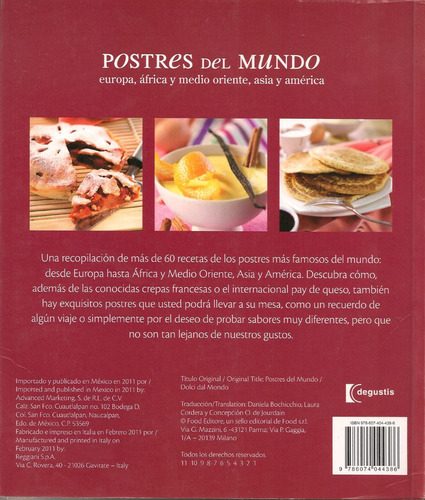 Postres Del Mundo. Europa, Africa Y Medio O, Asia, América