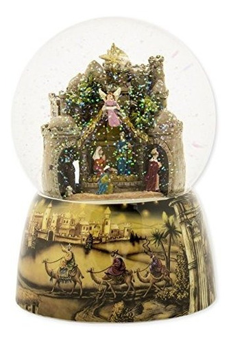 Nativity Town 100mm Musical Christmas Glitterdome Qsd8d