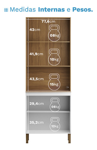 Paneleiro Armário Duplo 4 Portas Vidro Freijo / Vanilla