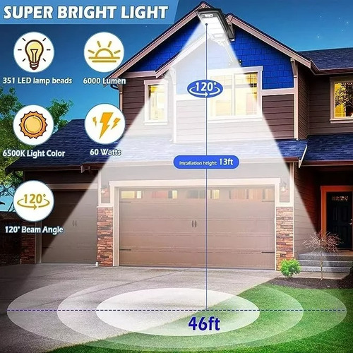 Foco Solar Led 300w Control Remoto Sensor De Movimiento Ip67