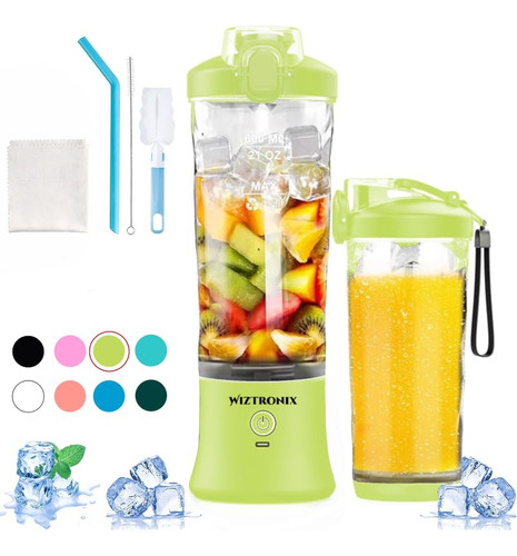 Licuadora Portátil Wiztronix Inalámbrica De 600 Ml Con Acero