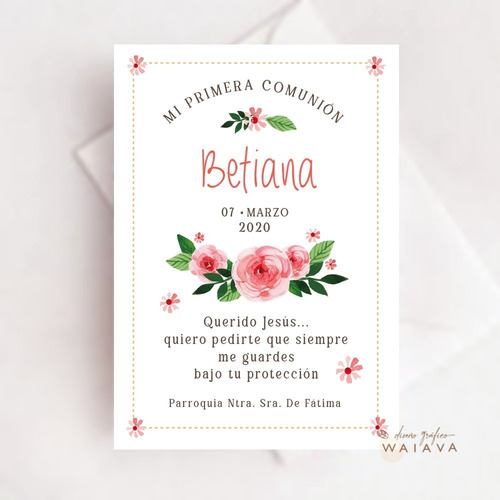 Imagen 7 de 10 de Estampas Primera Comunión Tarjetas Nenas X 4u