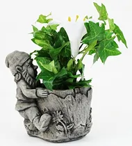 Comprar Gnomo Sentado Con Maceta Estatuas De Jardín Y Hogar Estatuas