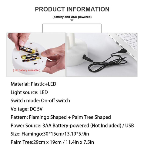 Letreros Led De Neón De Flamenco Y Palmera De Coco, Luz De N