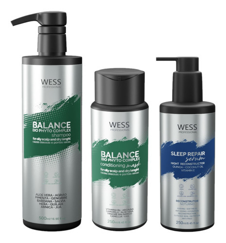 Kit Wess Balance Sh 500ml + Cond 250ml + Sleep Repair 250ml