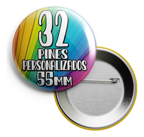 32 Pines Prendedores Personalizados - Pin De Chapa De 55mm