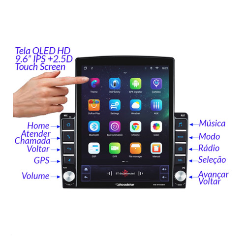 Multimídia Roadstar Rs9700br Android Carplay 4/64 Gb 9.7 Pol