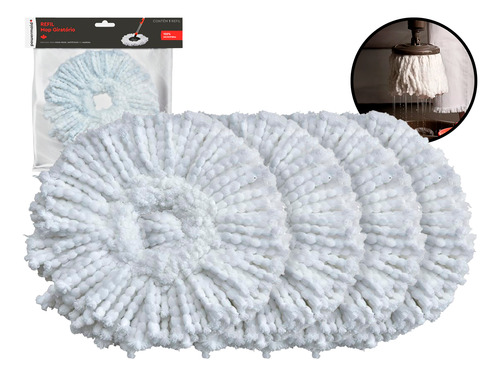 Kit 4 Refil Mop Giratório 35cm Esfregão Universal Limpeza