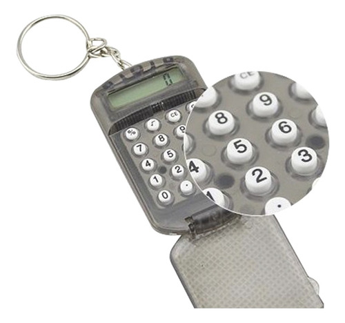 Claro Cubierta de plastico Mini calculadora electronica de 8 digitos con llavero SODIAL R 