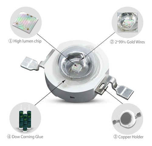 Led 1w 3v Alta Potencia Colores Luz Lampara Reflector Supli
