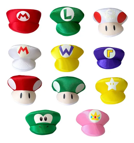 comprar Disfraz Boinas Mario Brilla En La Obscuridad Luigi Honguito Toad Peach Wario Combo 20 Piezas