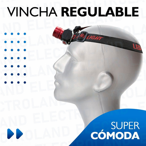 Imagen 8 de 10 de Linterna Minera Camping Vincha 3 Modos De Luz Led Recargable