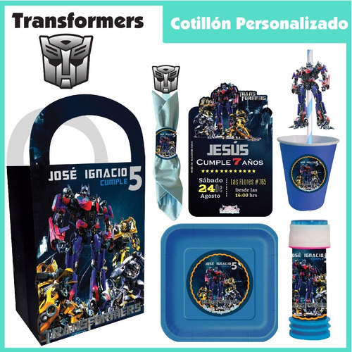 Cotillón Cumpleaños Personalizado Optimus Prime Transformers