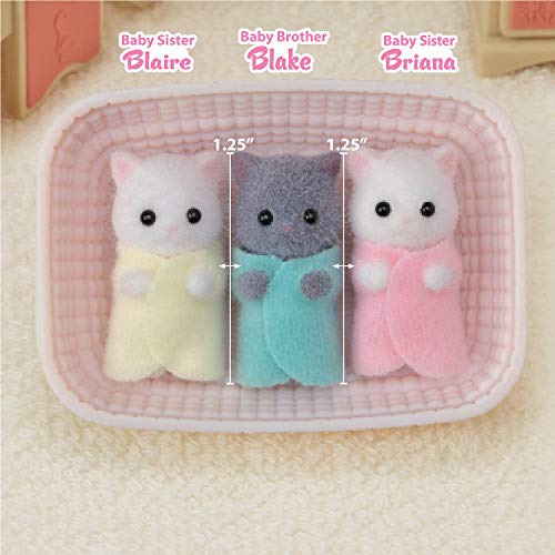 Calico Critters Trillizos Gatos Persas + Cuna - Original Us