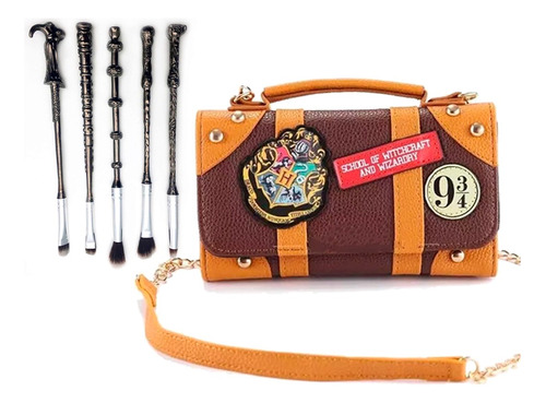 Bolsa Cartera Harry Potter Hogwarts Brochas Metal Combo Set