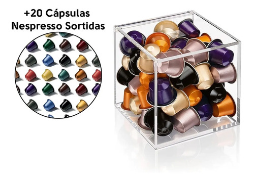 Porta Cápsulas Cubo Acrílico View Nespresso + Mix 20 Cápsula | Parcelamento  sem juros