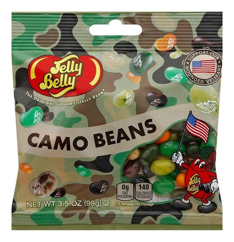 Jelly Belly Camo Beans Caramelos Jaspeados Verde Militar 99g