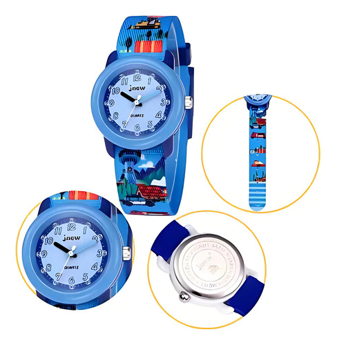 Relógio De Pulso Jnew Premium Com Corria De Resina Cor Azul