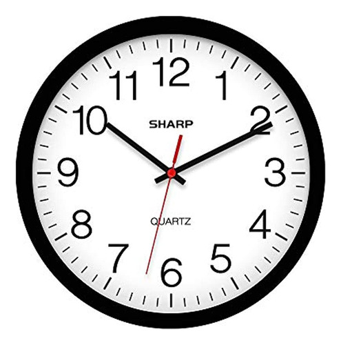 Reloj De Pared Sharp: Negro, Silencioso, Sin Tictac, Calidad