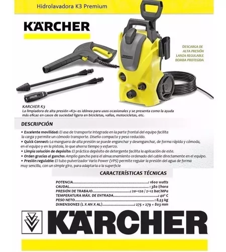 Opponent ear logic Hidrolavadora Karcher K3 Premium Deposito Jabón 2 Lanzas