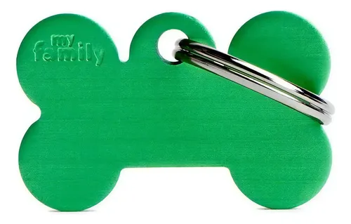 Crachá de identificação de animais de estimação com osso pequeno gravado em cor de osso/verde