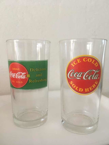 Vasos Vidrio Coca Cola X2 Coleccionables Nuevos!!