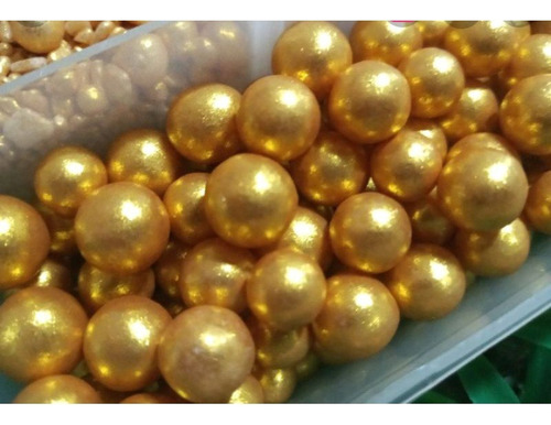 Confeito De Açúcar Pérola Grande Comestíveis Dourada 60g