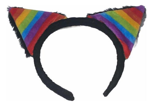 Diadema Peluche C/orejitas Tipo Gato, Arcoíris Gay Pride