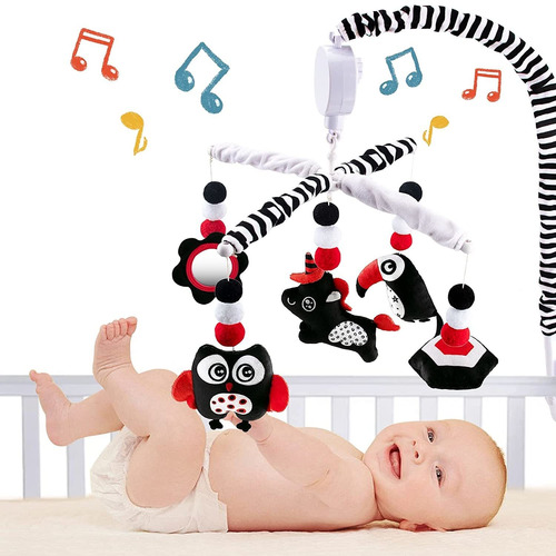 Baby Crib Mobile Neutral Black And White Boys Girls Nur...