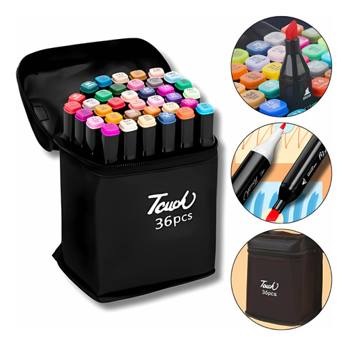 Kit Livro De Colorir Bobie Gods + Conjunto Estojo Caneta Canetinhas 36 Cores 72 Pontas