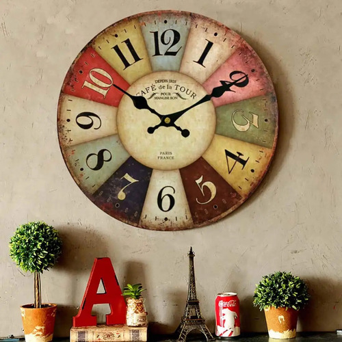 Reloj De Pared De Madera Gruesa 12 - Decor Retro Rural