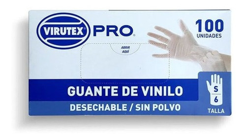 Guantes Vinilo Desechables Transparentes 100u S Virutex Pro