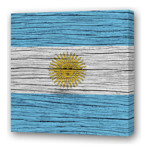 Cuadro 20x20 Cm Bandera Argentina Patria Nacion Celeste P1