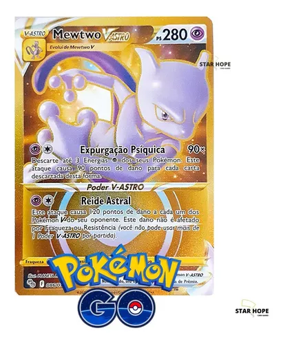 Carta Pokémon Mewtwo V Astro Dourado Coleção Especial Go