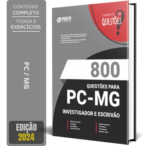 Caderno 800 Questões Gabaritadas Pc Mg 2024 Investigador E