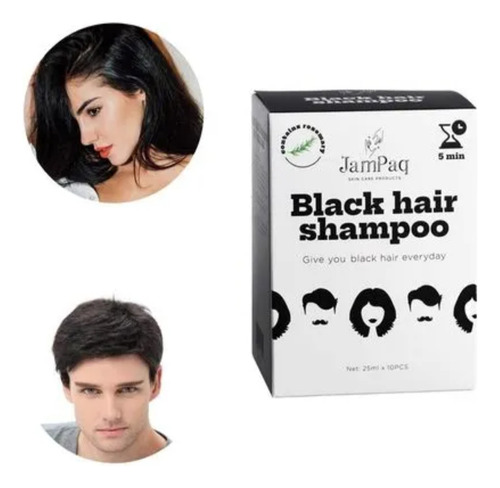  10 Shampoo Tinte Black Hair Jampaq Con Extracto De Romero 