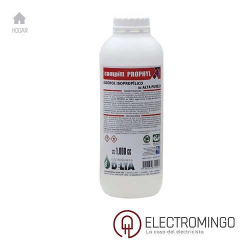 Imagen 2 de 7 de Alcohol Isopropílico De Alta Pureza Botella 1 Litro Delta