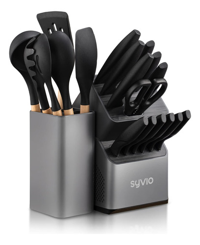 Syvio Juego De Cuchillos Para Cocina Con Bloque Y 6 Utensili