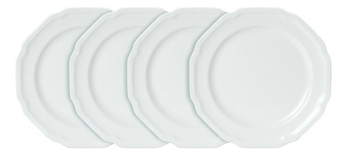 4 Plato Ensalada Color Blanco Antiguo