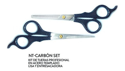 Tijeras Turbox Nt-carbón Set Lisa Y Entresacadora Tamaño 5.5