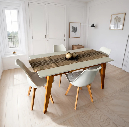 Juego Comedor Escandinavo Mesa Nórdica 120 + 4 Sillas Tulip Blanco