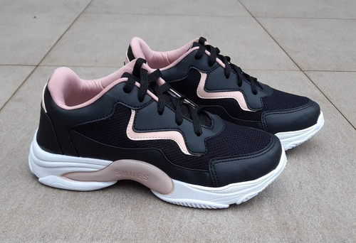 Imagem 4 de 6 de Tênis Feminino Preto Dad Blogueira Casual Plataforma Chunky