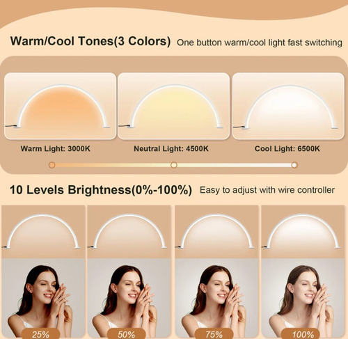 Lámpara Para Salón De Belleza U Led Atenuación Tricolor