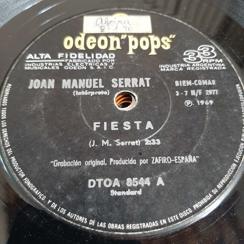 Simple Joan Manuel Serrat Odeon Pops 8544 C26