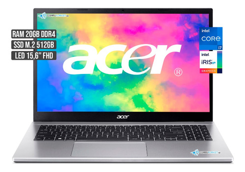 Portatil Acer Intel Core I7-1255u Disco Ssd 512gb Ram 20gb