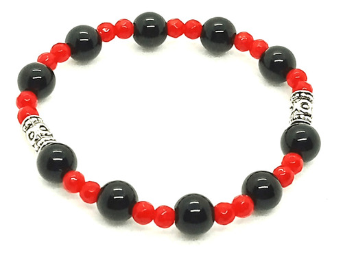 Pulsera Piedra Ónix Y Ágata Roja Facetada | Bisutería Lola