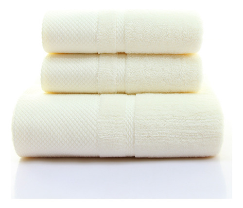 (w)cotton Bath Towel Solid Color Absorbent Washcloth Shower