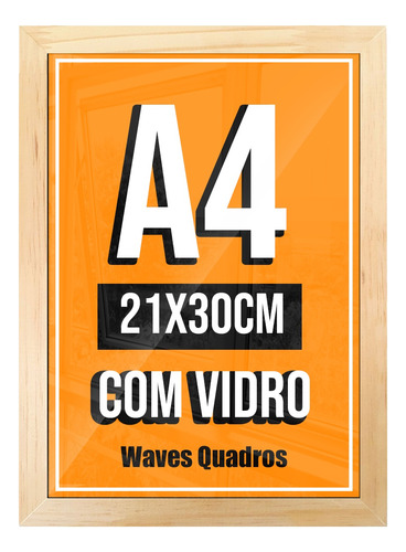 Moldura Quadro A4  Com Vidro Certificado Diploma Foto 21x30