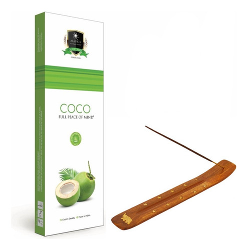 Incienso Alaukik Premium 90g Aromas + Porta Incienso Fragancia Coco