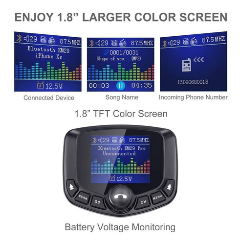 Nulaxy Bluetooth Fm Transmitter For Car, Auto Search Fm B...